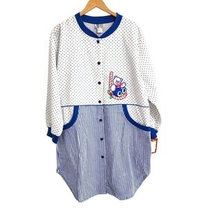 Bold Spirit Christmas Pajama Cotton Sleepshirt Polka Dot and Striped Nightgown L